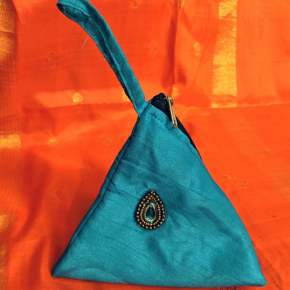 Raw Silk Triangle Pouch